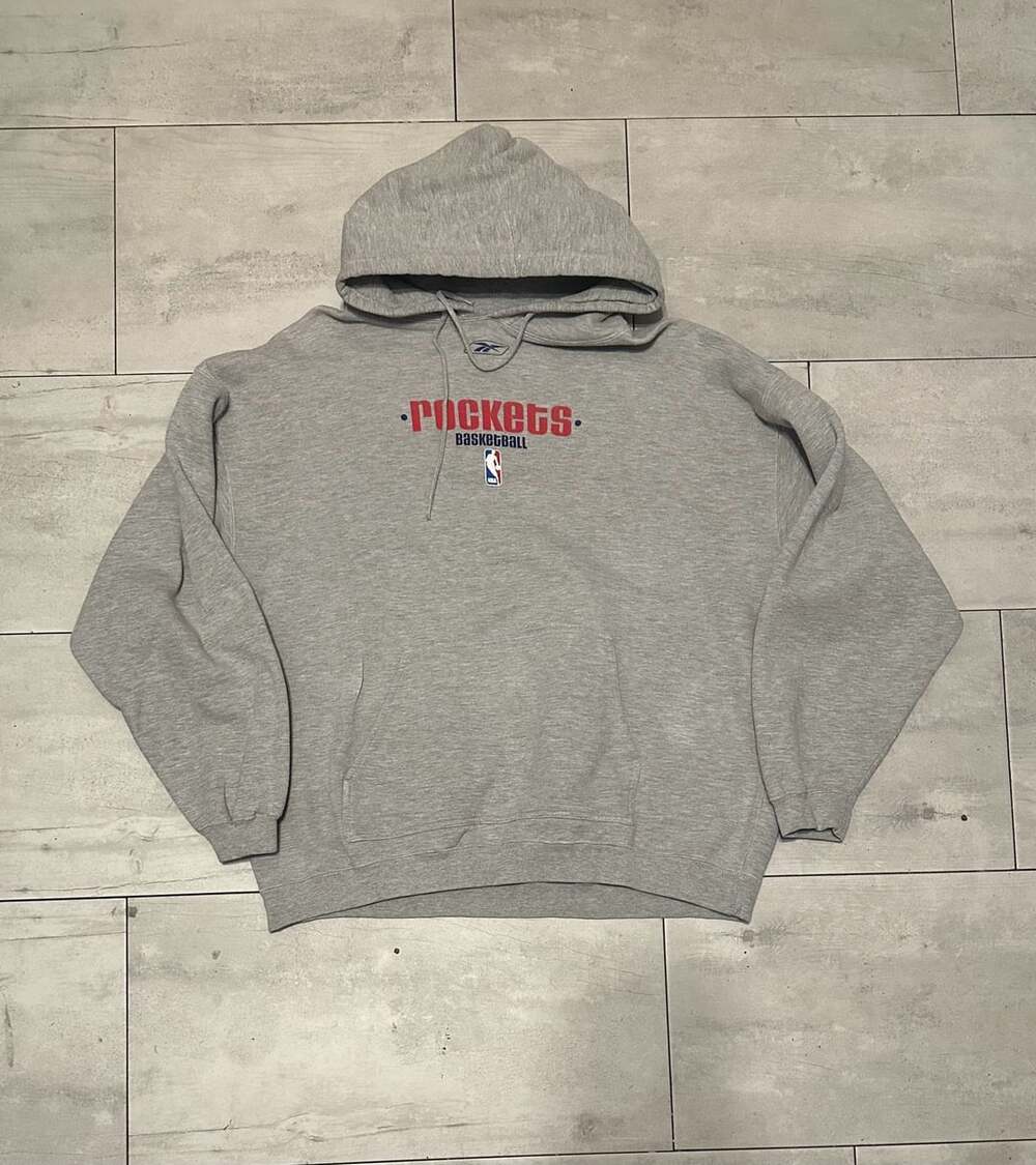 Rare Vintage Reebok NBA Houston Rockets Basketball Gray Pullover